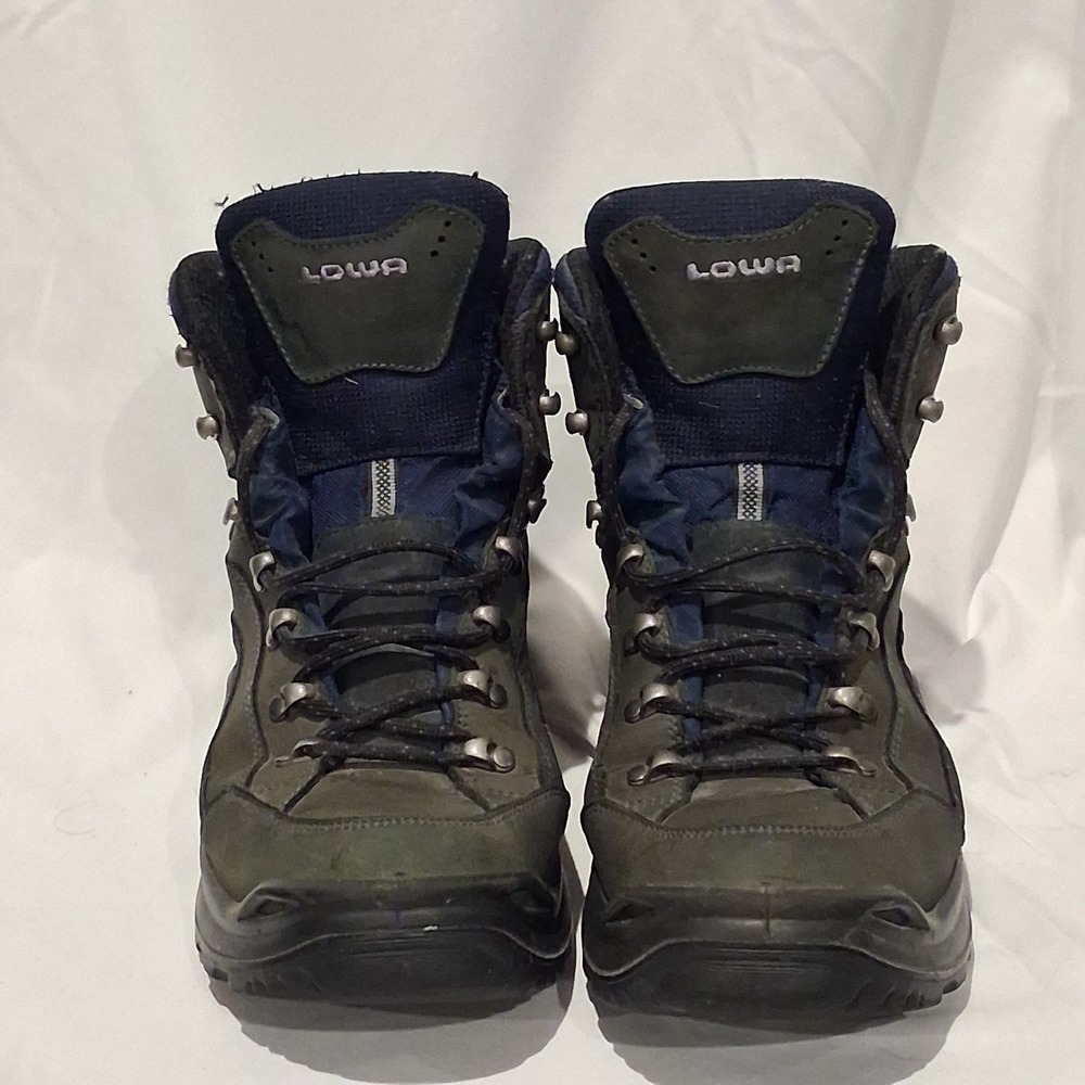 Lowa Renegade GTX Mid Hiking Boots Mens 10.5 Gray Navy Blue Gore-Tex 310945 9449
